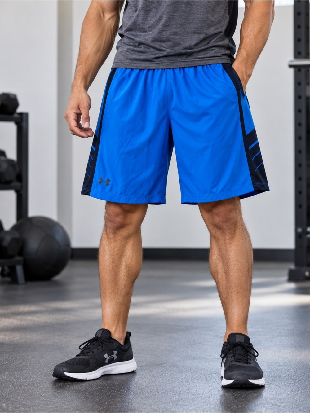 Under Armour Gym Shorts Mens Large Super Vent Woven Loose Fit Blue